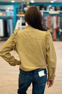 Ruffle Detail Jacket - Khaki