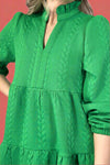 Ruffle Neck Tiered Dress Green