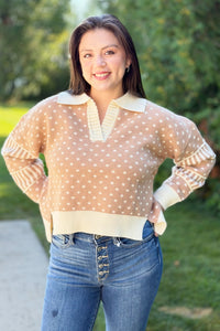 Polka Dot Sweater - Taupe