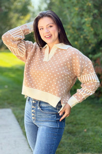 Polka Dot Sweater - Taupe