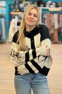 Cardigan With Horse Print - Black