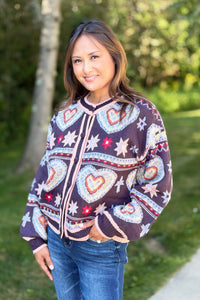 Heart Knit Cardigan - Lilac