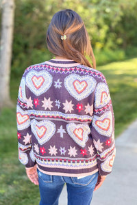 Heart Knit Cardigan - Lilac