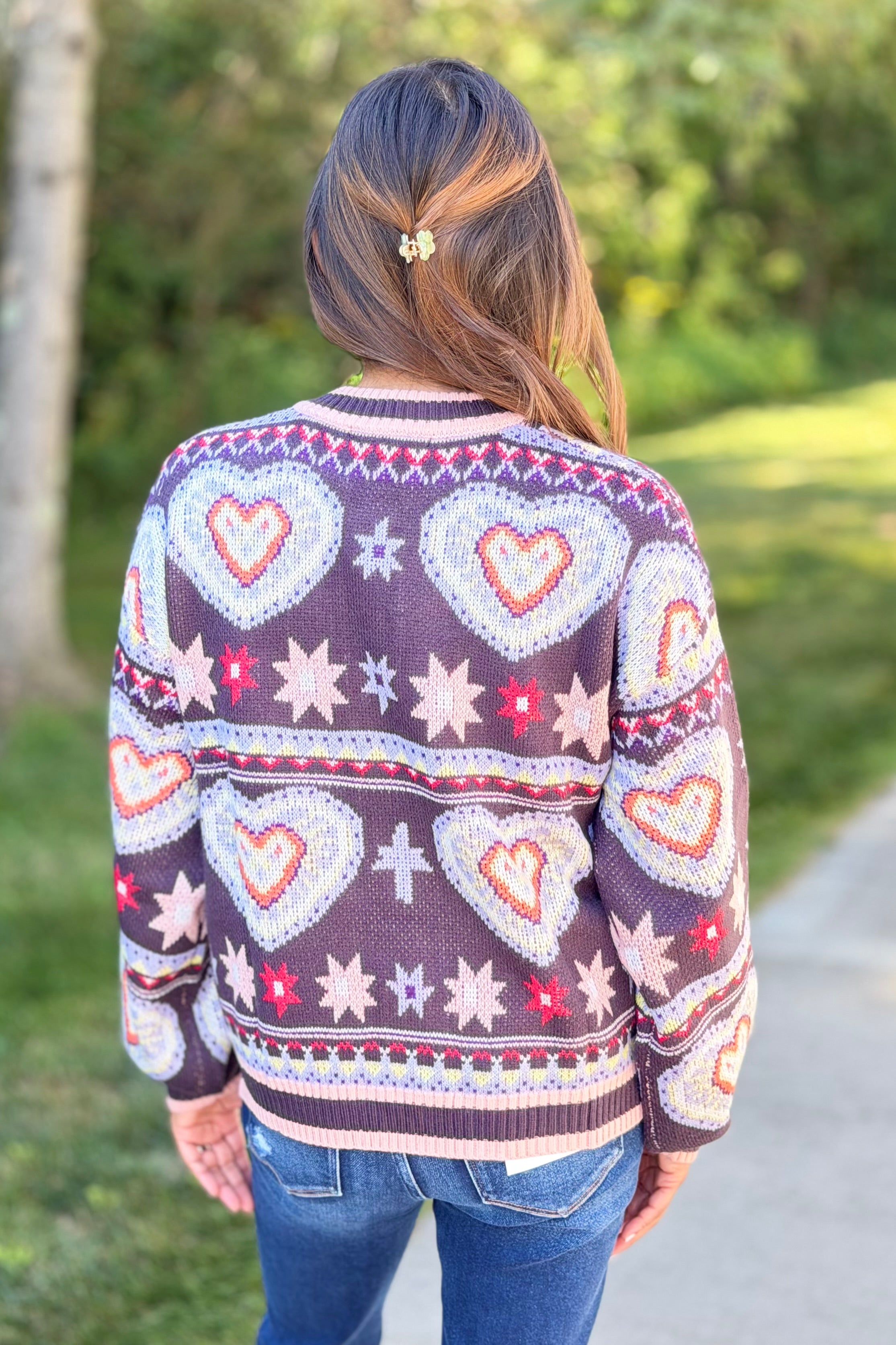 Heart Knit Cardigan - Lilac