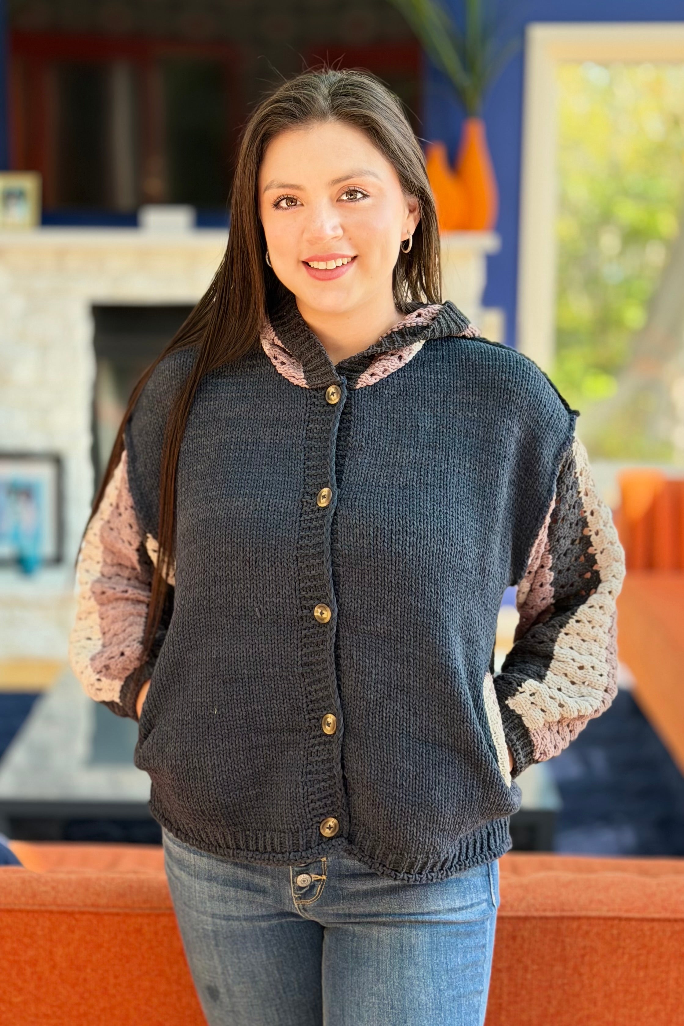 Button-Up Cardigan - Navy