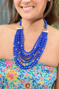 Multi Style Bead Necklace Blue