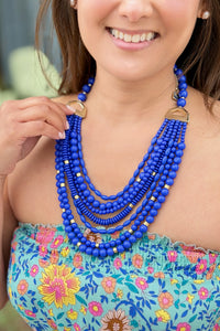 Multi Style Bead Necklace Blue
