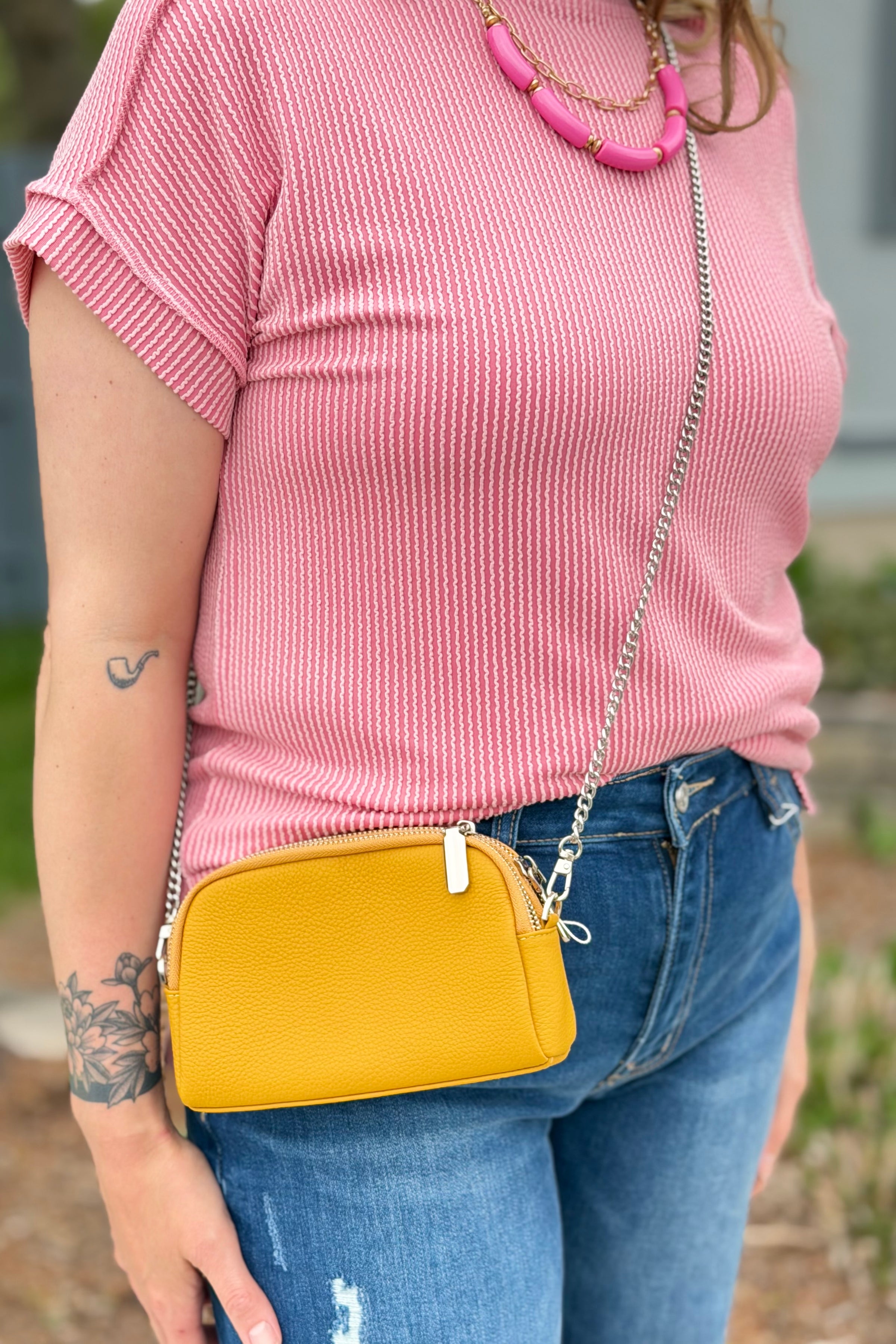 Three Zip Crossbody / Clutch - Yellow