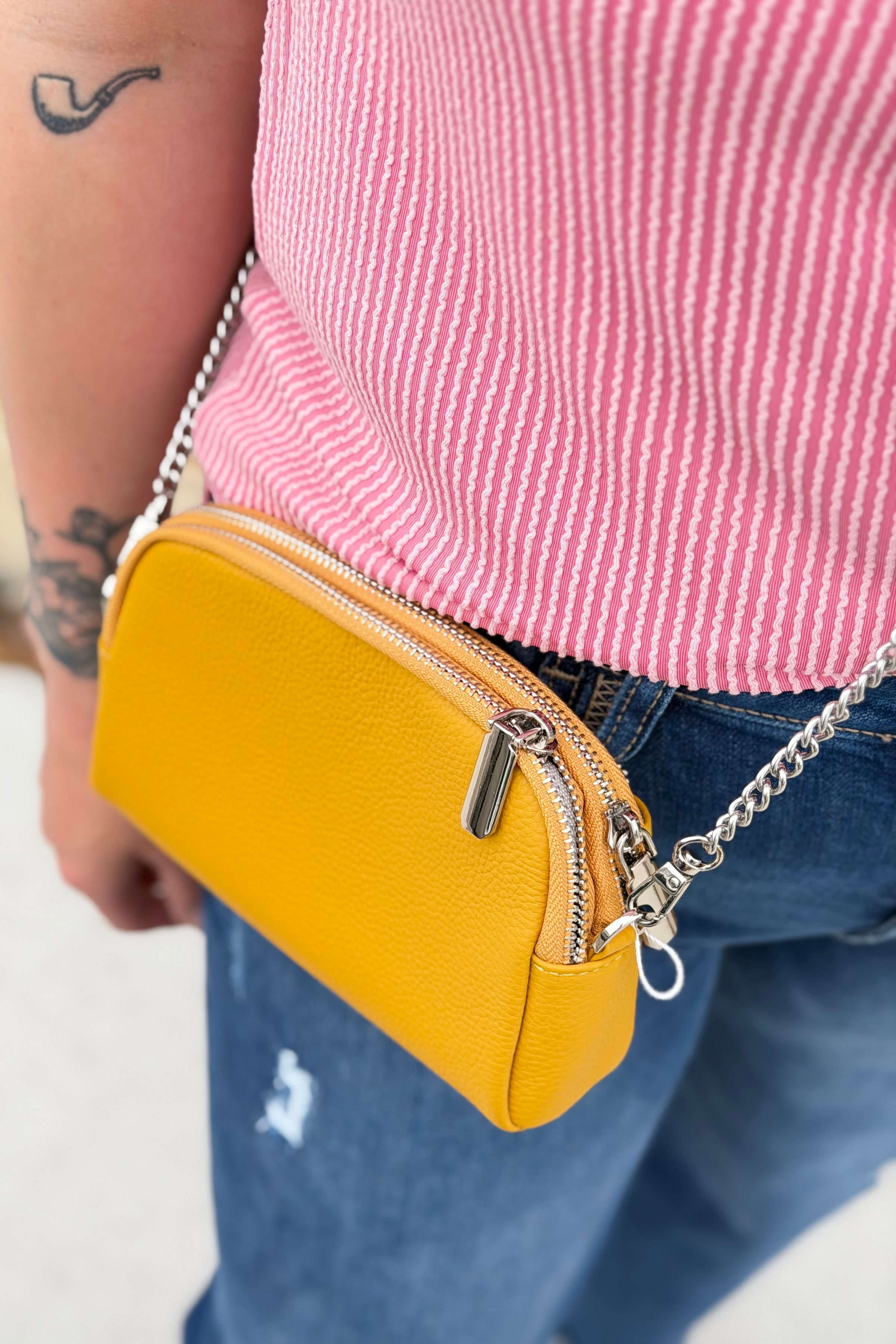 Three Zip Crossbody / Clutch - Yellow
