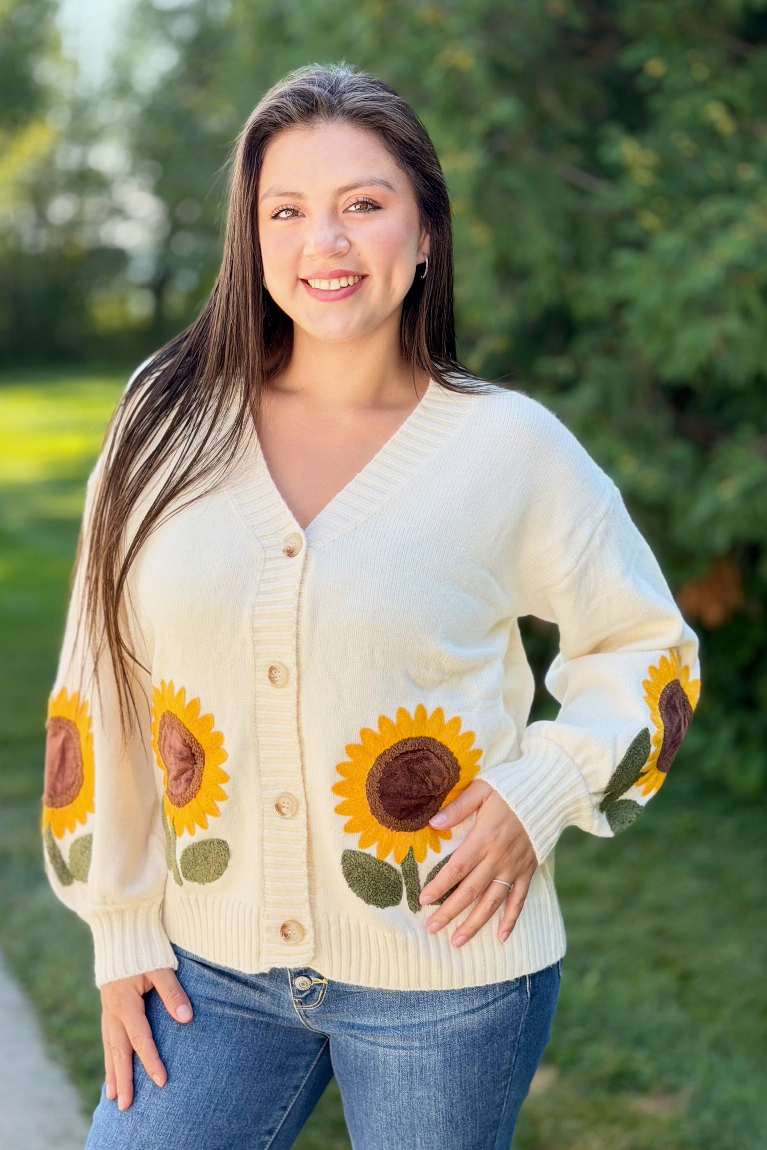 Sunflower Embroidered Cardigan