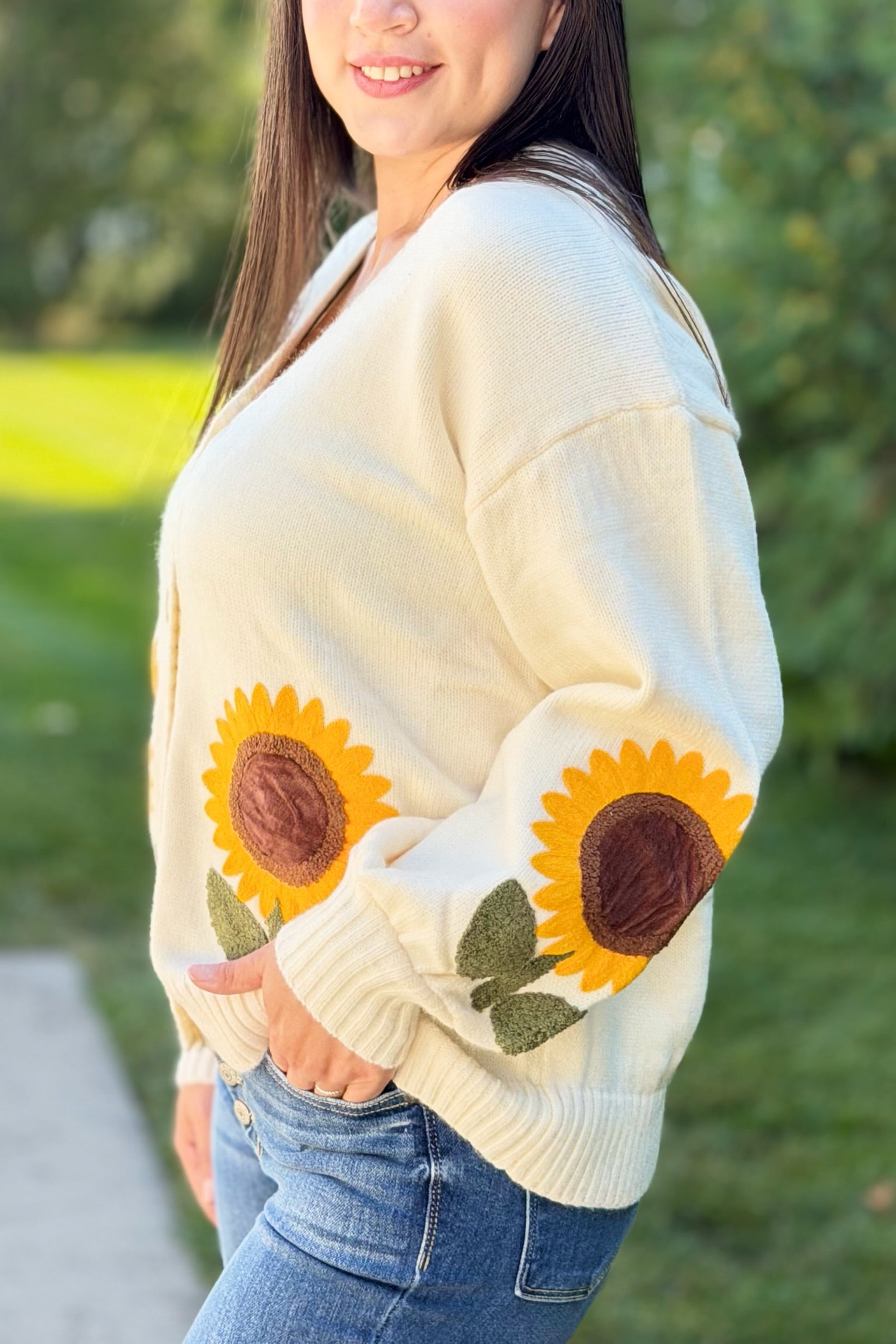 Sunflower Embroidered Cardigan