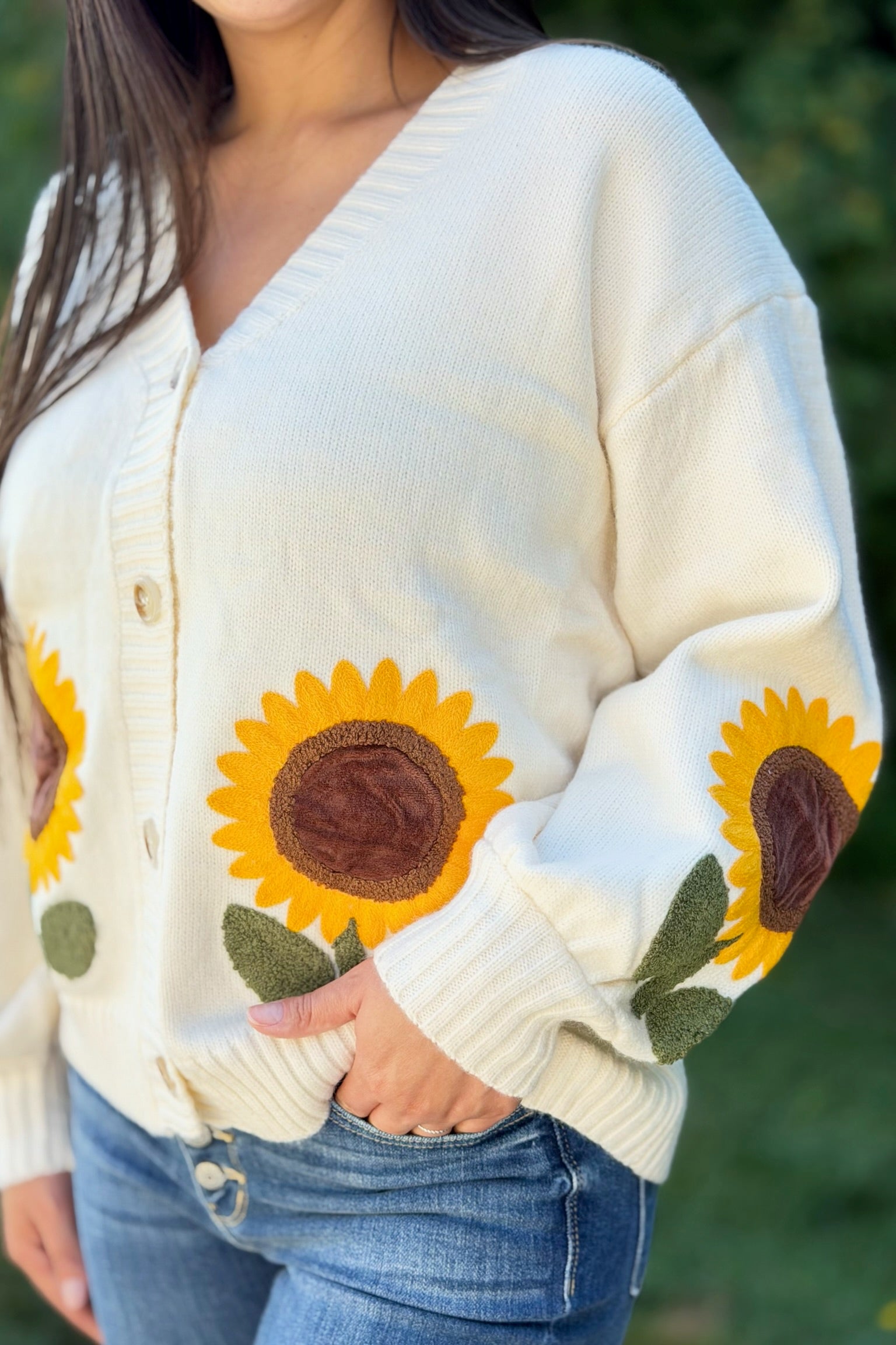 Sunflower Embroidered Cardigan