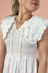 Collared Smocked Midi Dress - Off White