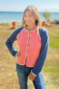 Contrast Stitch Cardigan - Orange