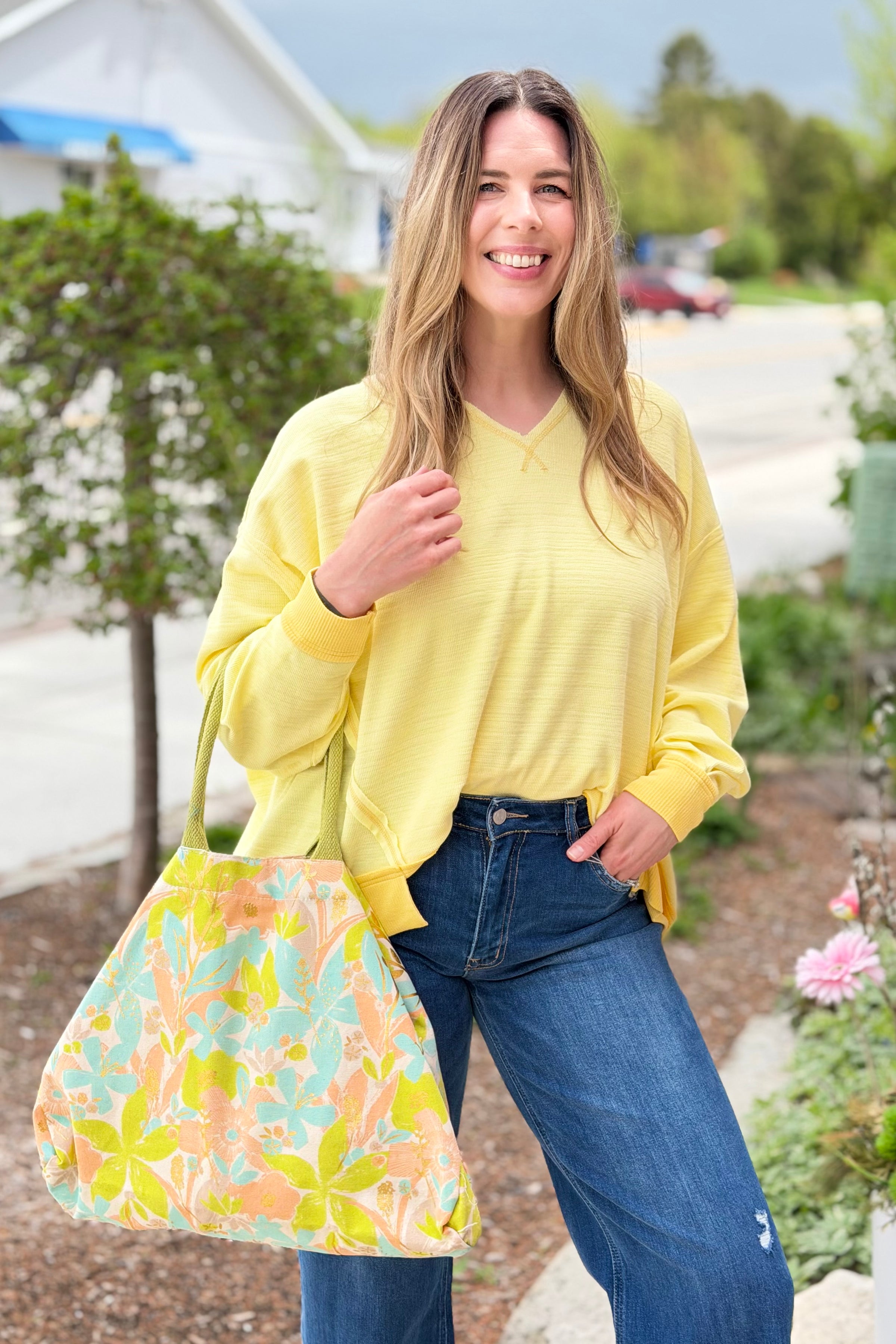 Canvas Tote Bag Yellow Floral