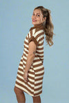 Striped V-Neck Mini Dress Natural