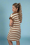 Striped V-Neck Mini Dress Natural
