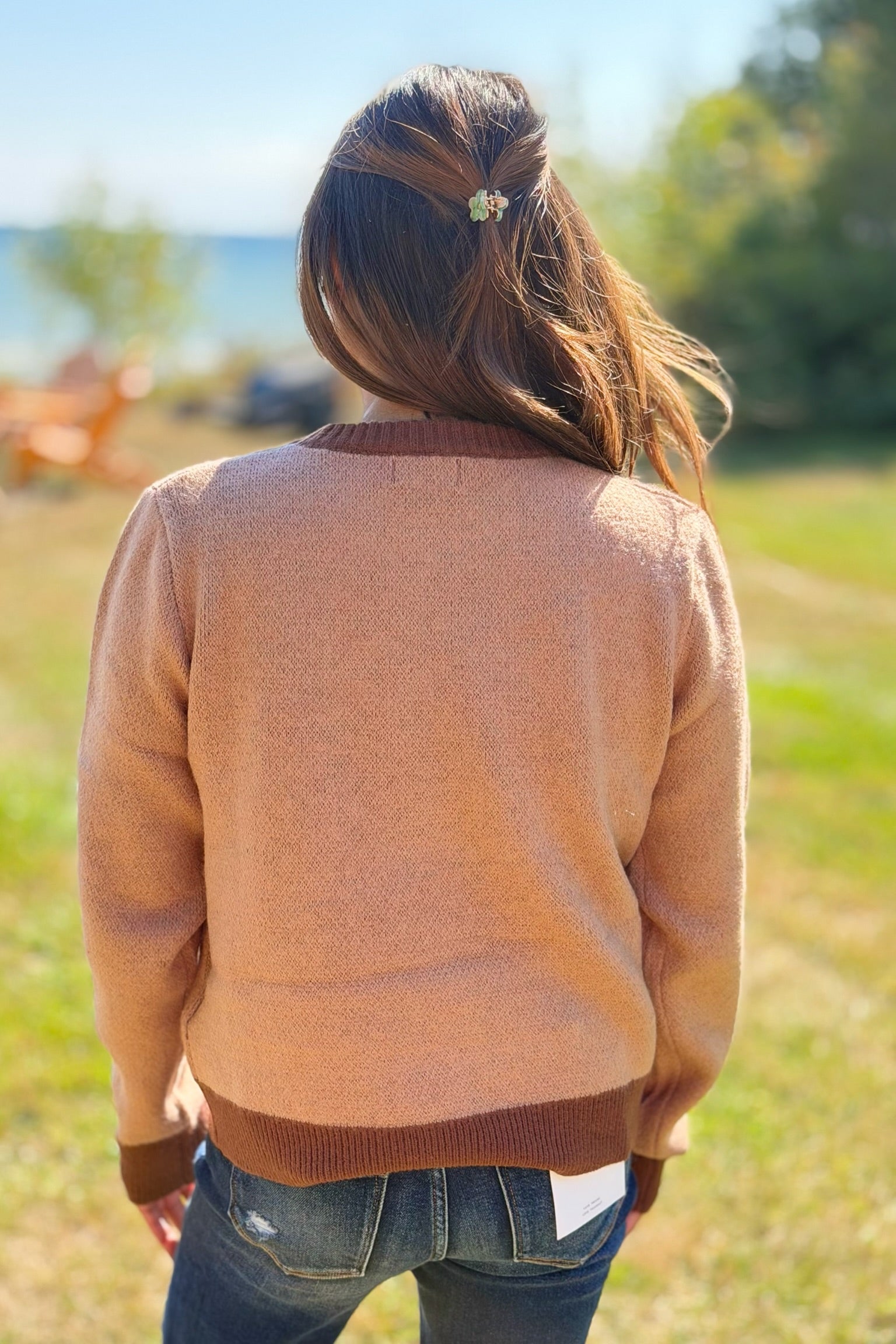 Floral Knit Sweater - Tan