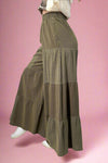 Tiered Wide Leg Pants - Olive