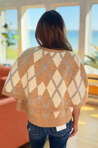 Argyle Button Down Cape Cardigan