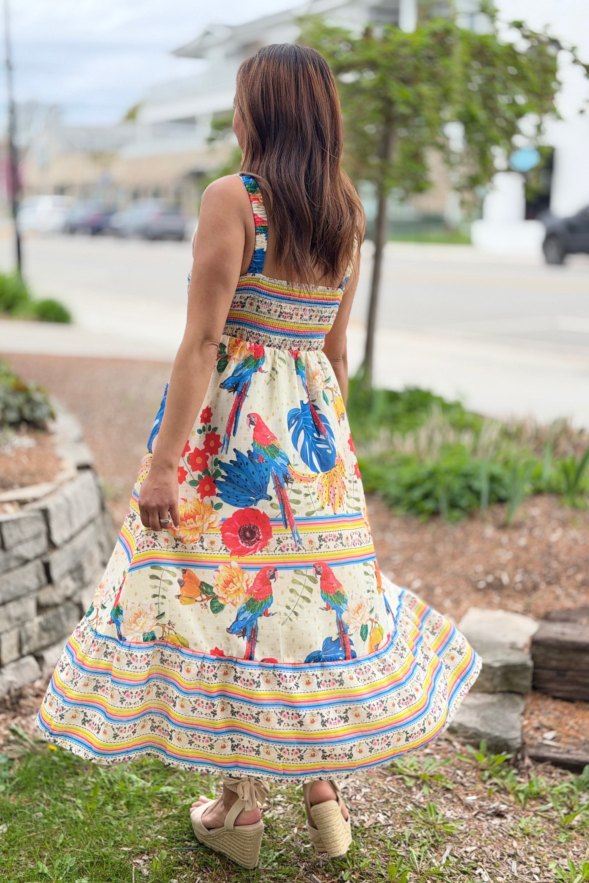 Square Neck Midi Sundress - Cream