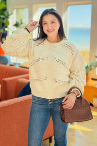 Open Knit Tie Sweater - Off White