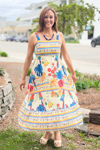 Square Neck Midi Sundress - Cream