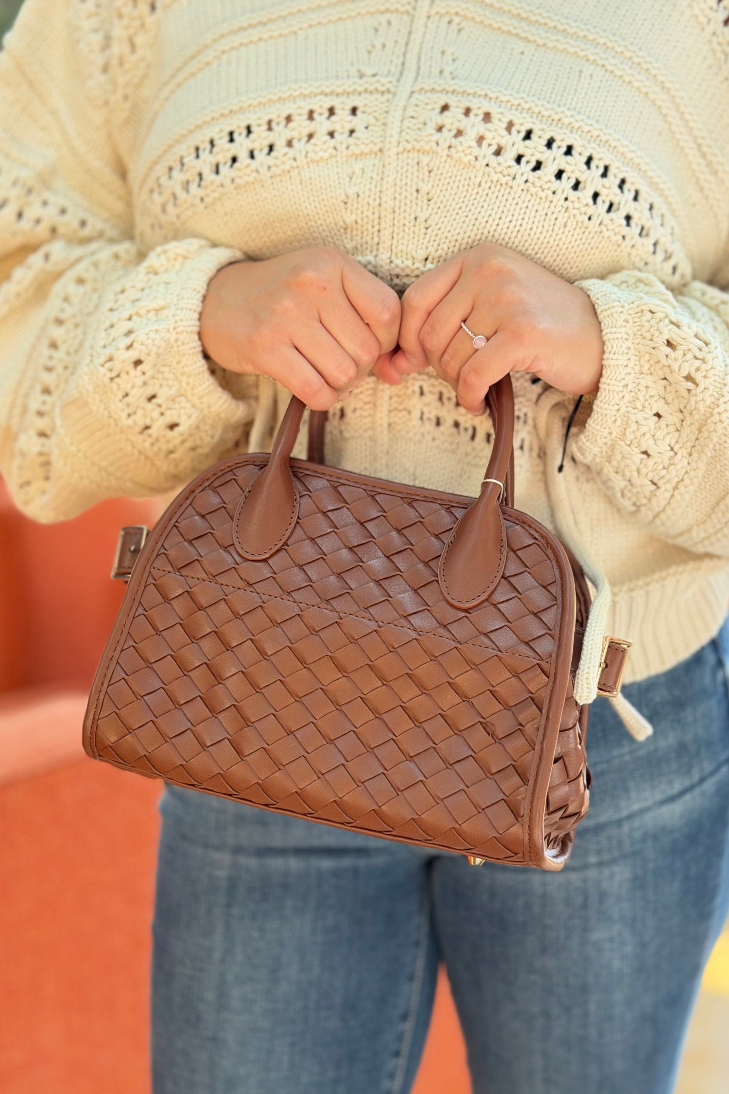 Kristie Woven Crossbody - Chocolate