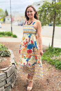 Square Neck Midi Sundress - Cream