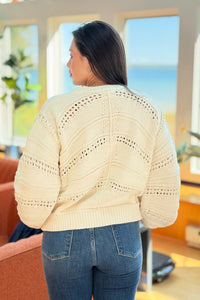 Open Knit Tie Sweater - Off White