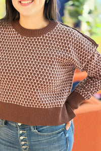 Geometric Check Sweater - Chocolate
