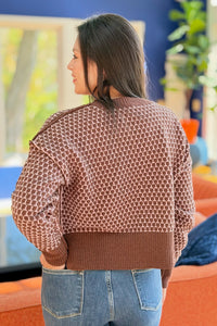 Geometric Check Sweater - Chocolate