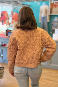 Floral Quilted Zip Jacket - Rose