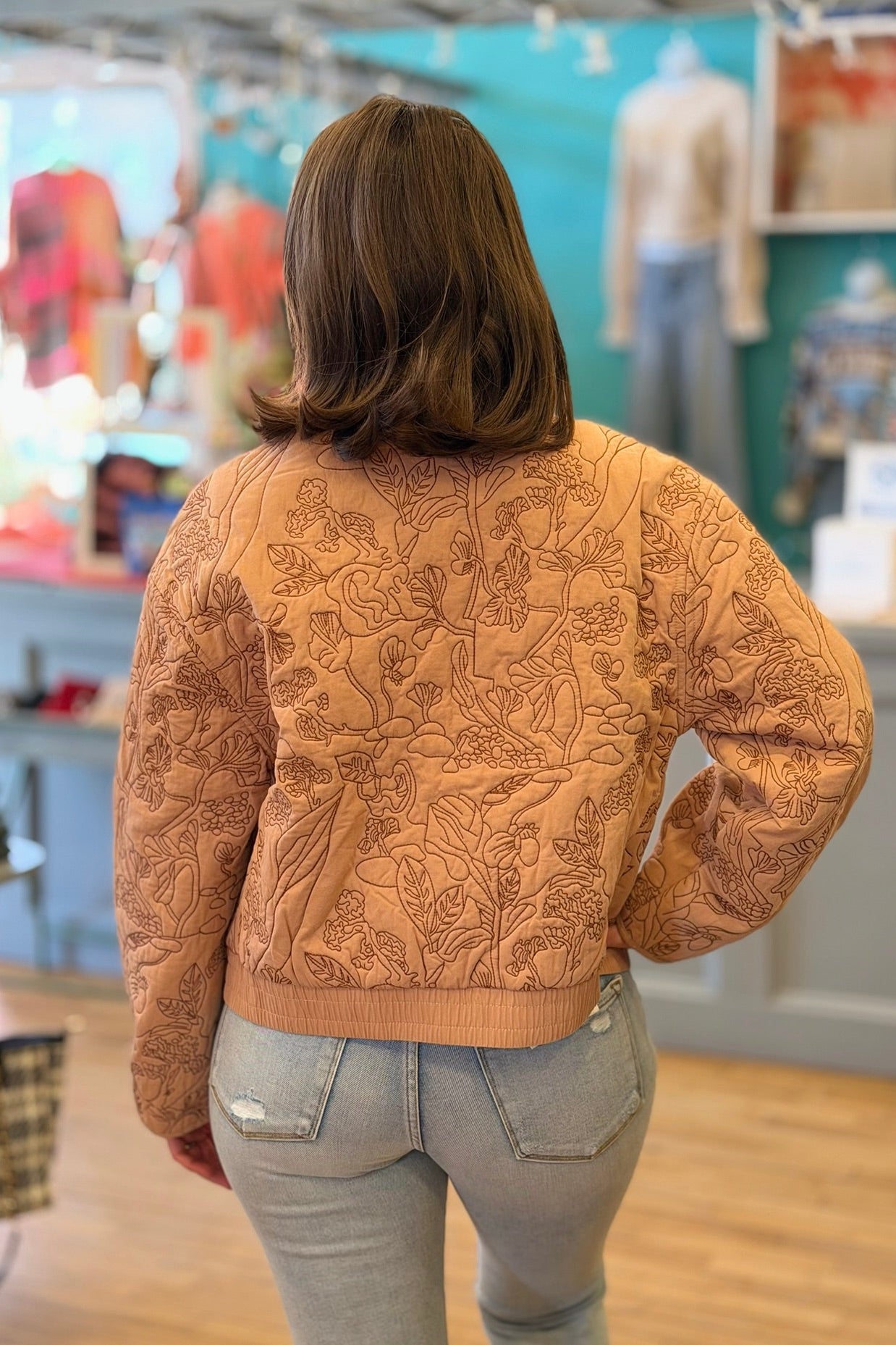 Floral Quilted Zip Jacket - Rose