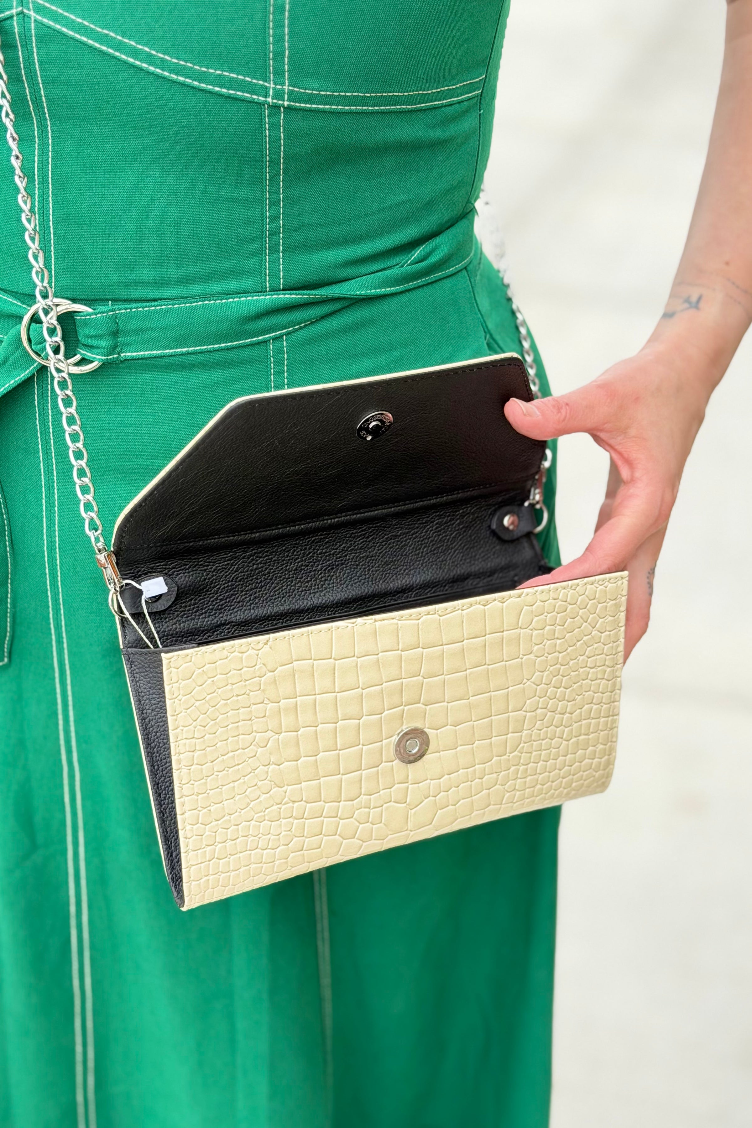 Snakeskin Clutch / Crossbody - Ivory