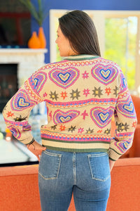 Heart Knit Cardigan - Oatmeal