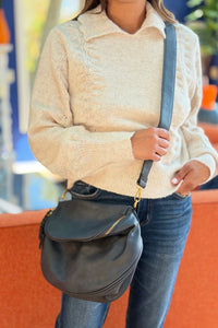 Megan Distressed Sling Bag - Navy