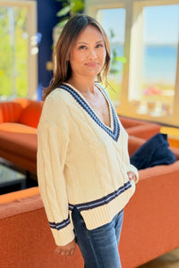 Maryville Cable Knit V-Neck Sweater