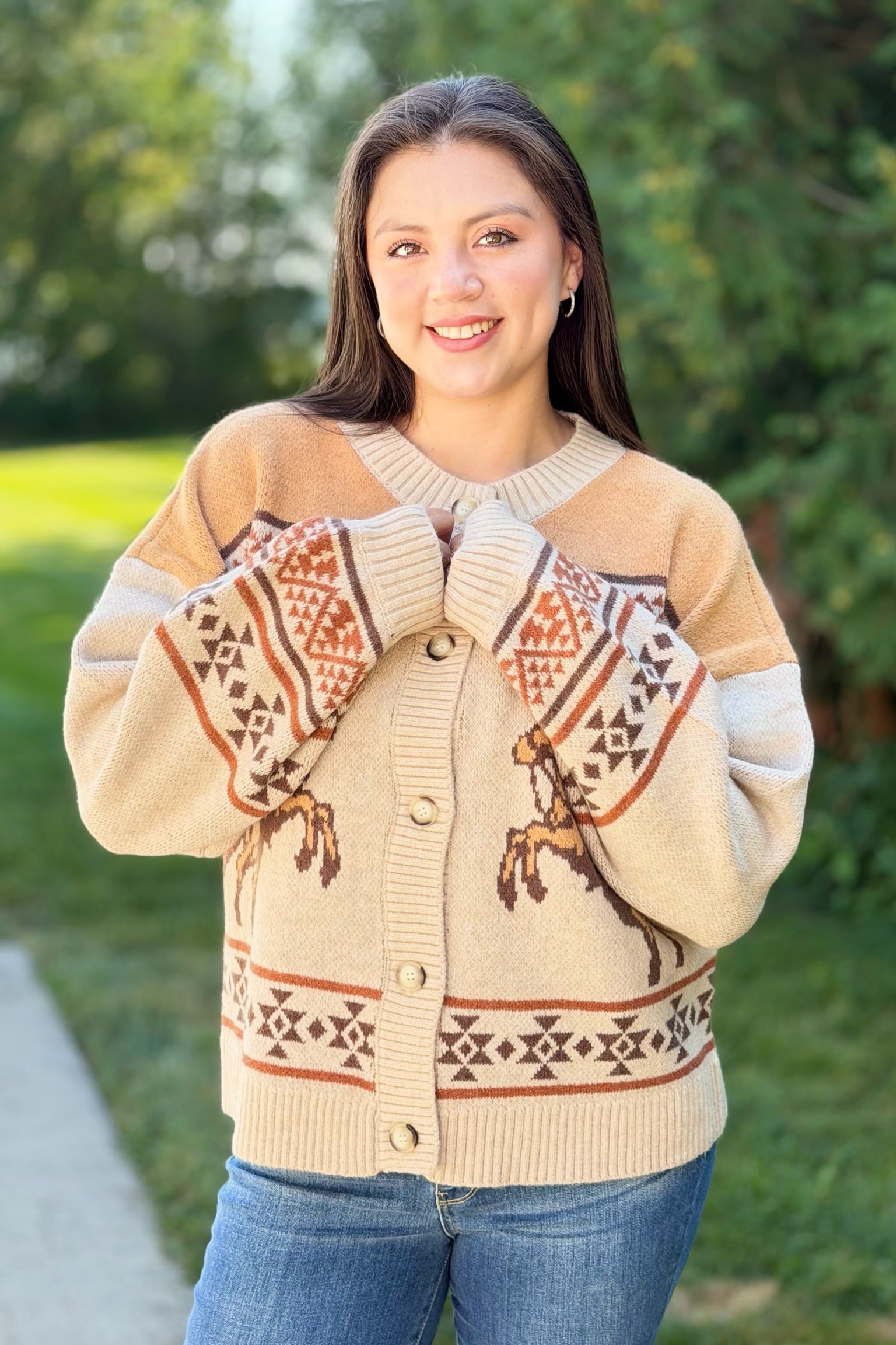 Western Cowboy Cardigan - Natural