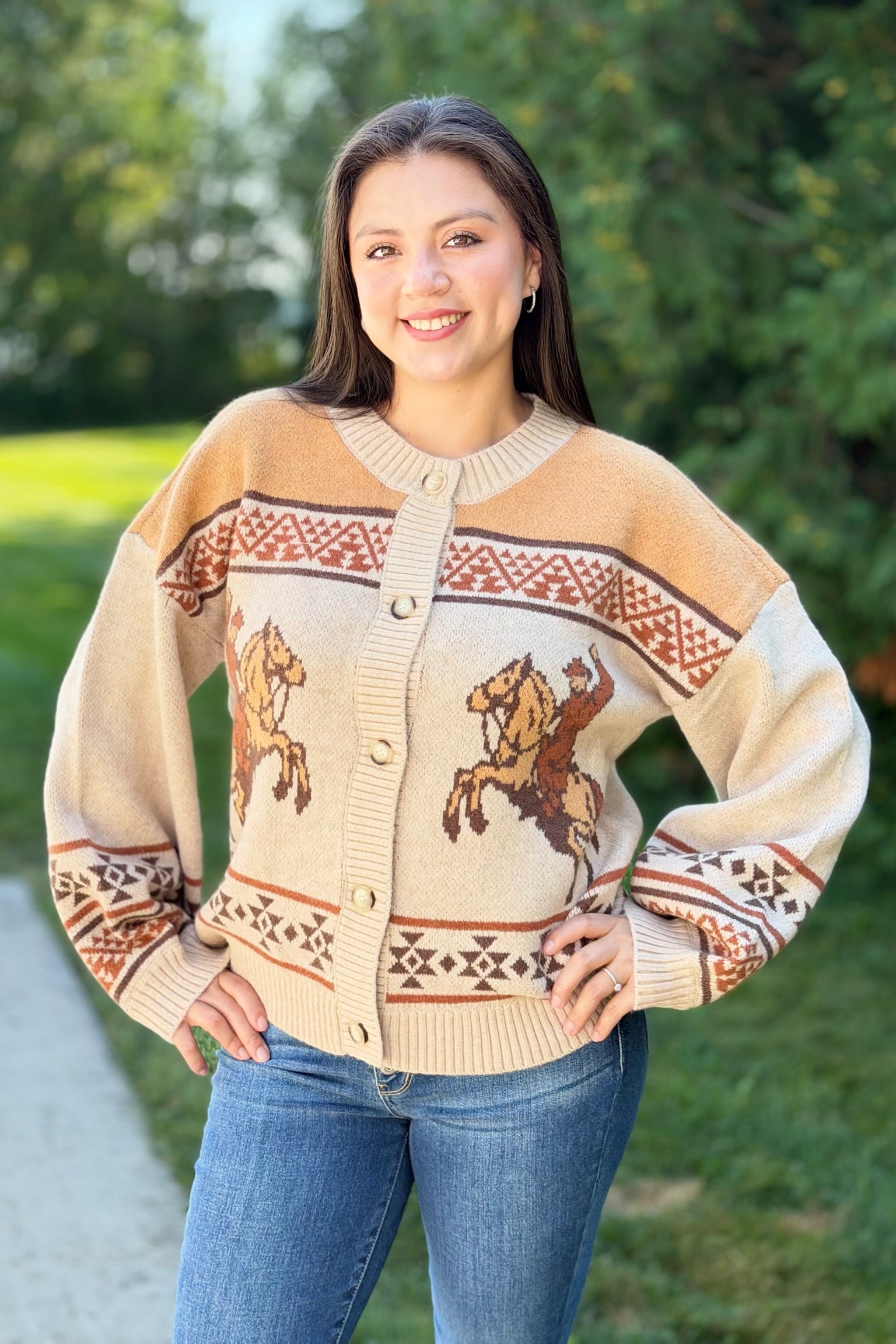 Western Cowboy Cardigan - Natural