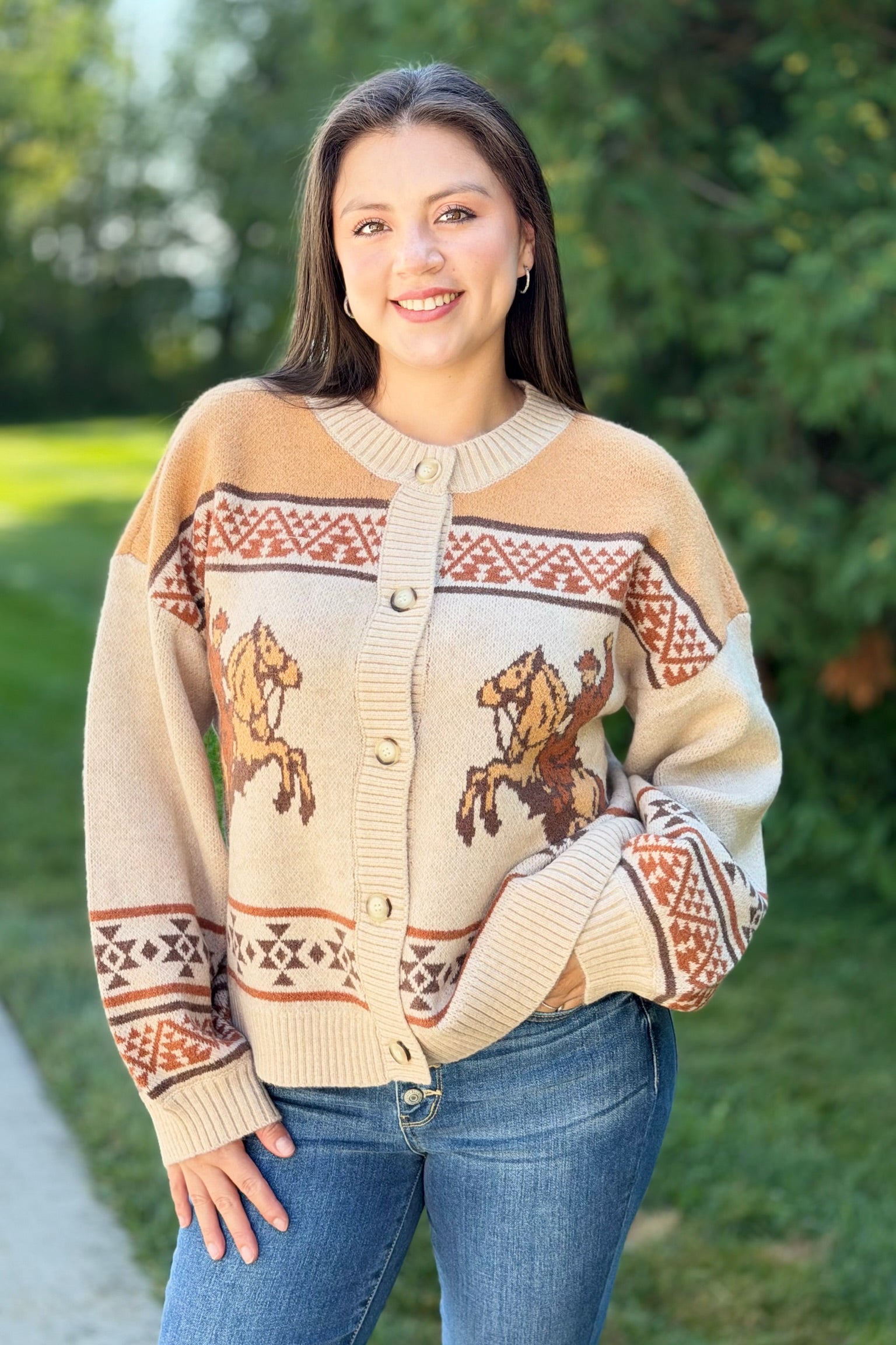 Western Cowboy Cardigan - Natural