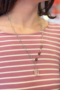 Crystal Linked Necklace - Silver