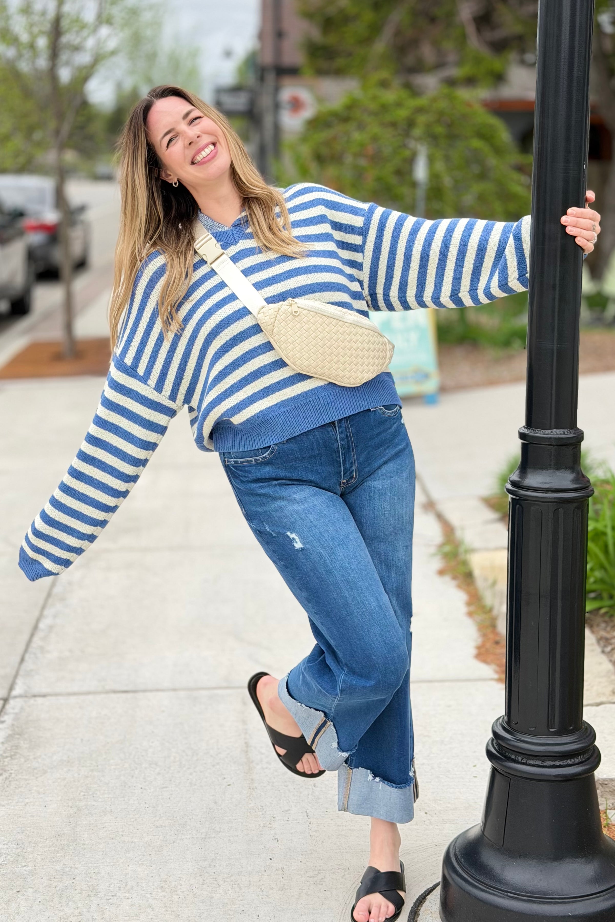Sailor Collar Stripe Sweater Top