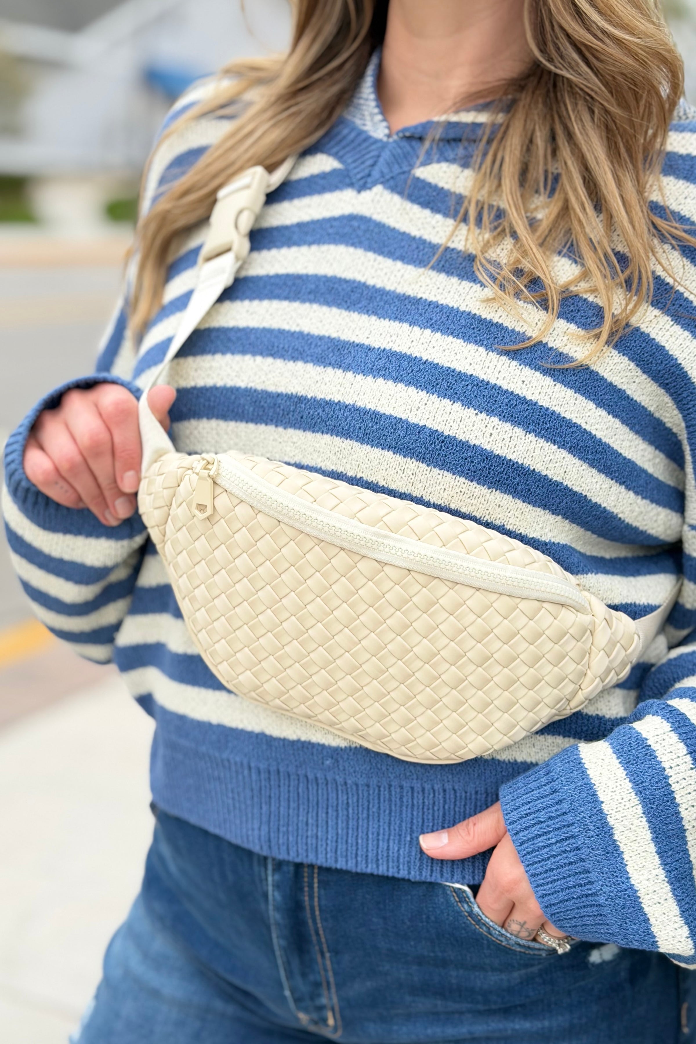 Aim High Woven Neoprene Belt Bag Cream