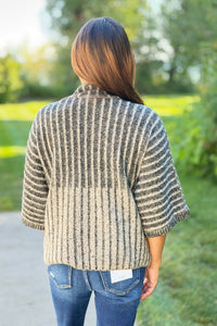 Ribbed Mock Neck Sweater - Black