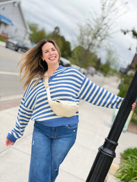 Sailor Collar Stripe Sweater Top