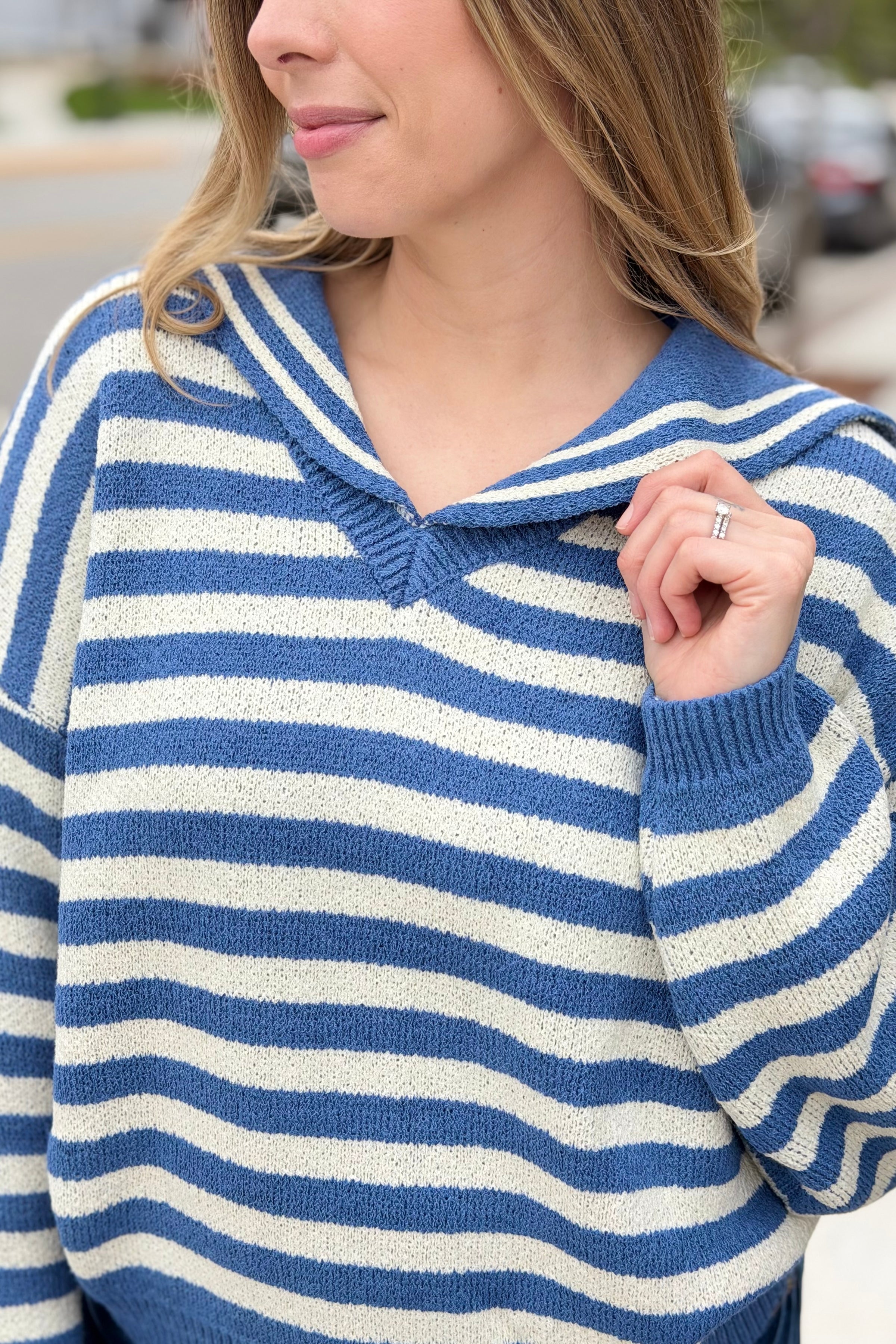 Sailor Collar Stripe Sweater Top