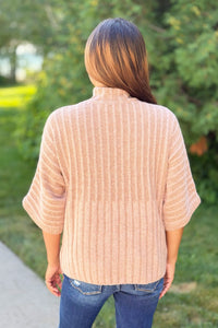 Ribbed Mock Neck Sweater - Blush