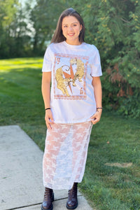 Vintage Tigers Lace Tee Dress - White