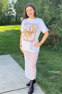 Vintage Tigers Lace Tee Dress - White